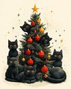 Festliche Katzen und der Weihnachtsbaum von Hikmah Hidahasbi Miniaturansicht