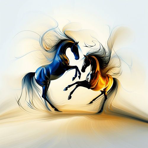 Spring battle between two stallions.