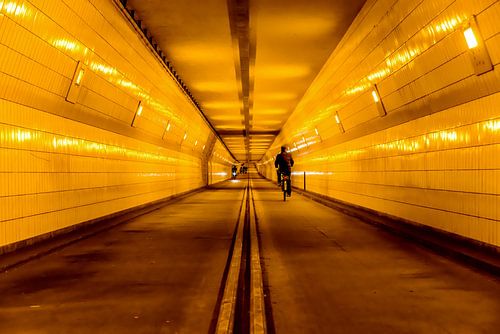 Bicycle tunnel under the river Maas in Rotterdam