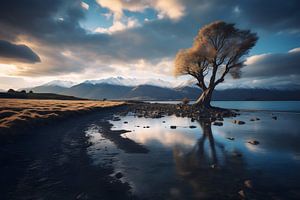 Eenzame boom in Nieuw-Zeeland van Visuals by Justin