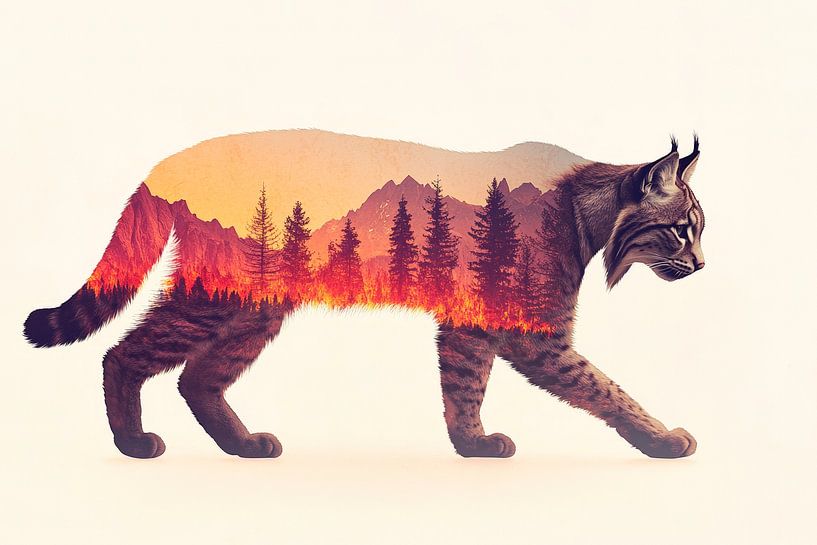 Lynx and landscape by Poster Art Shop