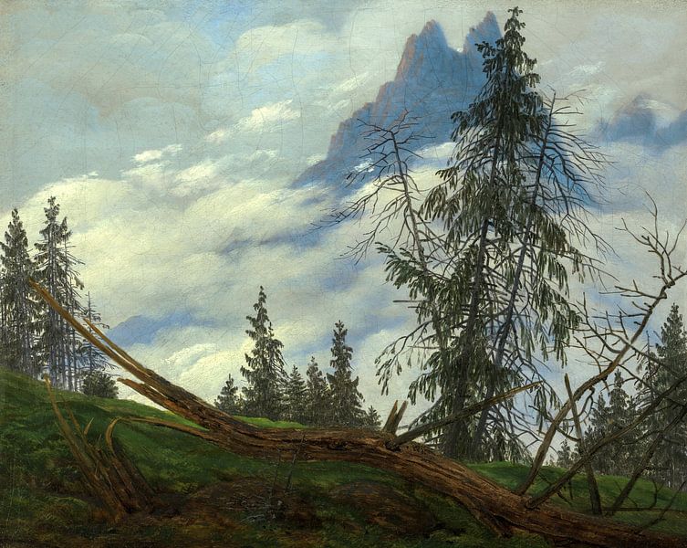 Caspar David Friedrich,Mountain Peak with Floating Clouds, 1835 by finemasterpiece