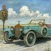 Zeichnung eines klassischen Oldtimer-Cabrios 