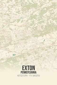 Carte ancienne d'Exton (Pennsylvanie), USA. sur Rezona