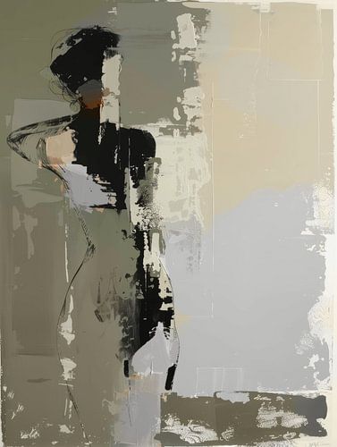 Modern en abstract figuratief portret in aardetinten