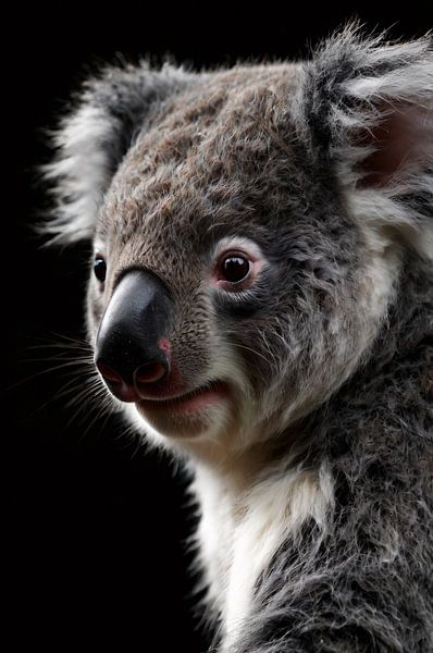 Koala-Porträt Schwarz-Weiß-Design von Art & Soul Creations