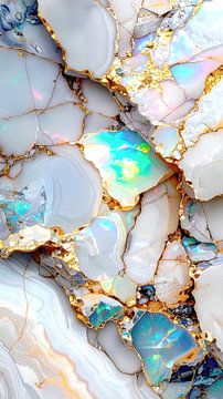 Opaal, parelmoer, marmer en goud – Drieluik A van AidasignArt