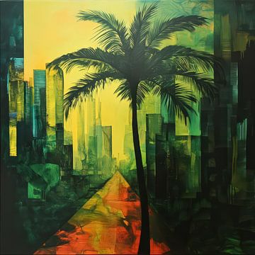 Urban jungle met tropische sfeer – fantasievolle stad vol kleur en groen van Natasja Haandrikman
