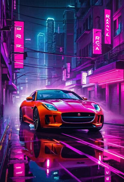 Jaguar F-Type R - Synthwave Neon von MIROKKU