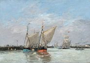 Trouville, De aanlegsteigers, vloed, Eugène Boudin, 1876 van Atelier Liesjes thumbnail