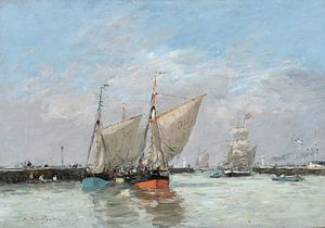 Trouville, De aanlegsteigers, vloed, Eugène Boudin, 1876 van Atelier Liesjes