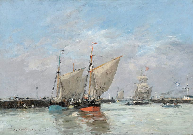 Trouville, De aanlegsteigers, vloed, Eugène Boudin, 1876 van Atelier Liesjes