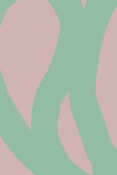 Moderne abstracte minimalistische vormen en lijnen in groen en beige van Dina Dankers