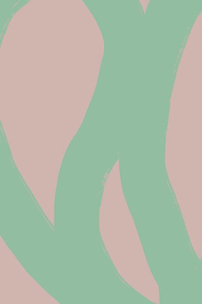 Modern abstract minimalist shapes and lines in green and beige by Dina Dankers
