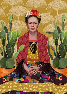 Mexican woman and cactus by Cats & Dotz