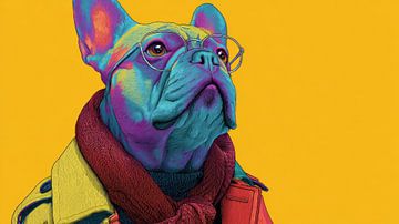 Franse Bulldog Popart in Stijlvolle Outfit van Eva Lee