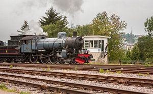Stoomtrein bij vertrek uit Simpelveld