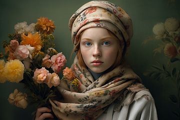 Portret Hindu meisje van Jellie van Althuis