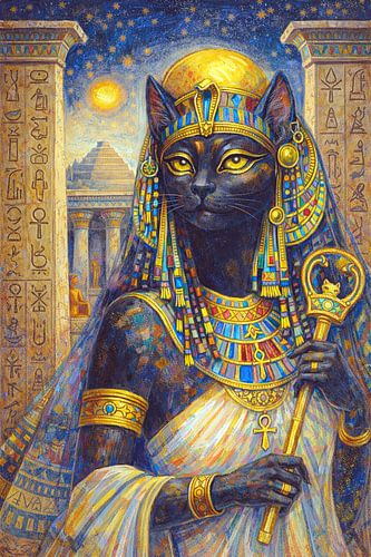 Bastet Egyptische Godin schilderij.