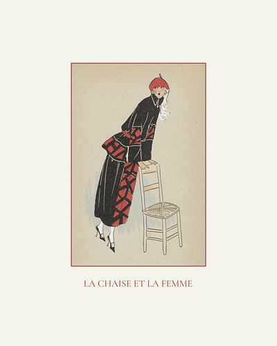 La chaise et la femme | The posing woman | Historical vintage Art Deco fashion print | Retro design