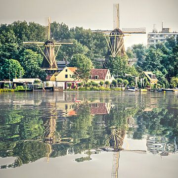 Réflexion de l'eau Moulins de Kralingen Rotterdam sur Frans Blok