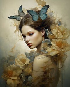 Fille papillon, portrait moderne sur Carla Van Iersel