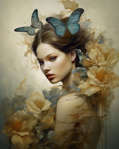 Vlindermeisje, modern portret van Carla Van Iersel