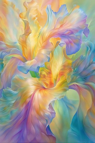 Abstracte bloem in pastelkleuren schilderij van Art & Soul Creations