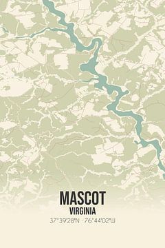 Carte ancienne de Mascot (Virginie), USA. sur Rezona
