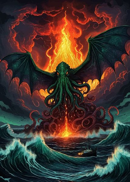 Cthulhu Rising On The Ocean by MIROKKU