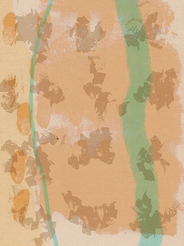 Abstract shapes and lines in buttery yellow and green