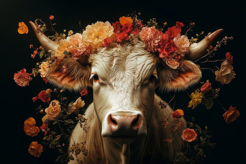 Floral Power - Silent Elegance of the Cow by Eva Lee