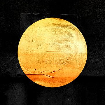Moderne Japandi Mond Abstraktion in Gold