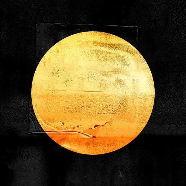 Modern Japandi moon abstraction in gold by FRESH Fine Art