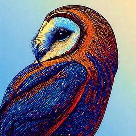 Heavenly barn owl - pointillist portrait by A.D. Digital ART