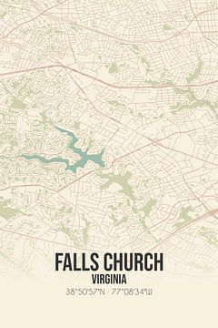 Vintage landkaart van Falls Church (Virginia), USA. van Rezona
