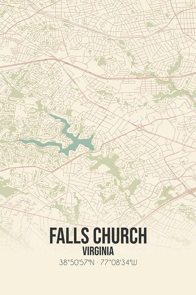Vintage map of Falls Church (Virginia), USA. by Prints of Place