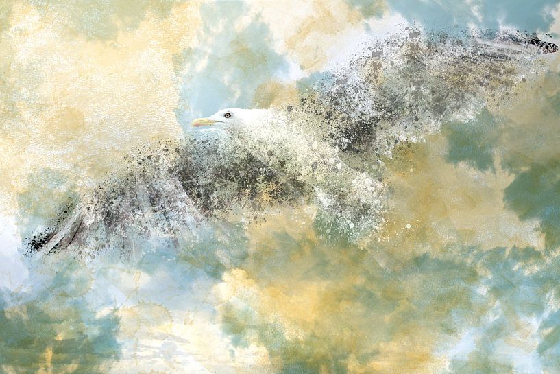 Digital-Art Vanishing Seagull by Melanie Viola