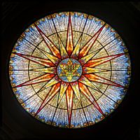 Stained Glass window of Temple Emanu-El in Peterson, NJ