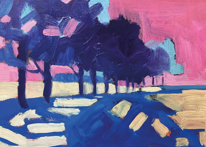 Trees in blue and pink by Nop Briex