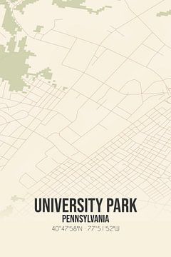 Vintage landkaart van University Park (Pennsylvania), USA. van Rezona