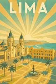 Lima Golden Horizon – Art Deco Plaza Mayor Poster by Travel Shop
