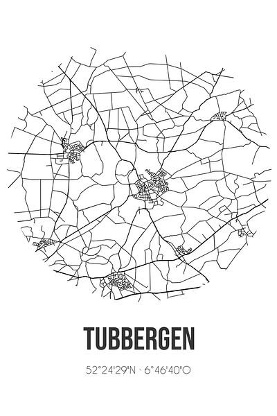 Tubbergen (Overijssel) | Landkaart | Zwart-wit van Stad & Wand