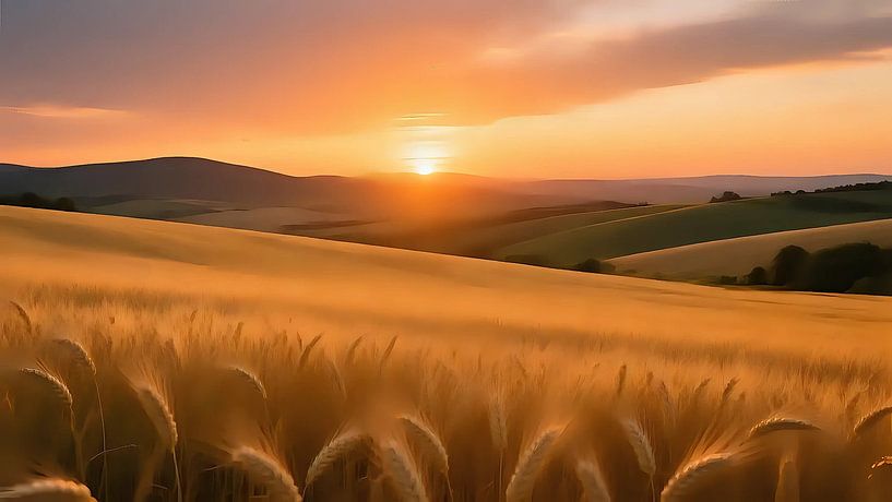 Pâturage au coucher du soleil par Jean Pierre