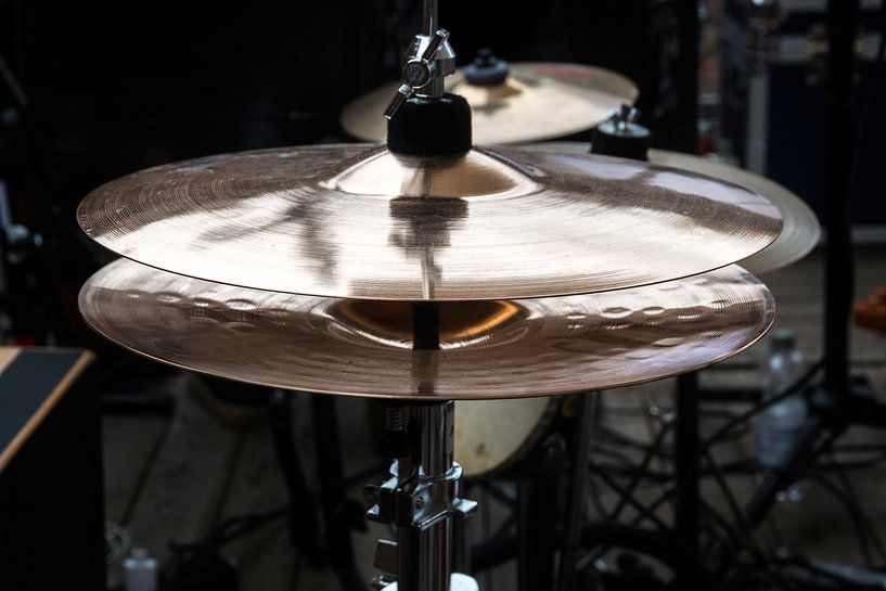 hi-hat on stage, combination cymbal in a percussion drum kit for pop, rock, jazz, folk music and mor by Maren Winter