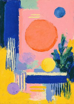 Abstracte compositie met oranje cirkel