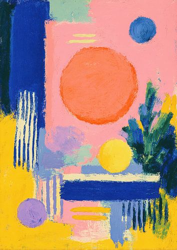 Abstract composition with orange circle