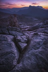 Le massif du Jebel Shams au coucher du soleil