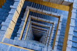 grafische afbeelding van huizen en trappen van Egon Zitter