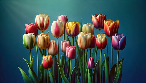 Kleurrijke tulpen in het zonlicht